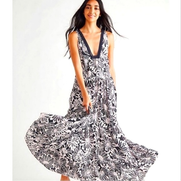 Free People Tiers You Sleeveless Maxi Dress Pink Washed Black combo new small - Picture 10 of 16